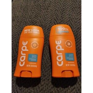 2 Carpe Clean Sport Antiperspirant Deodorant Stick 1.76 oz 100Hr